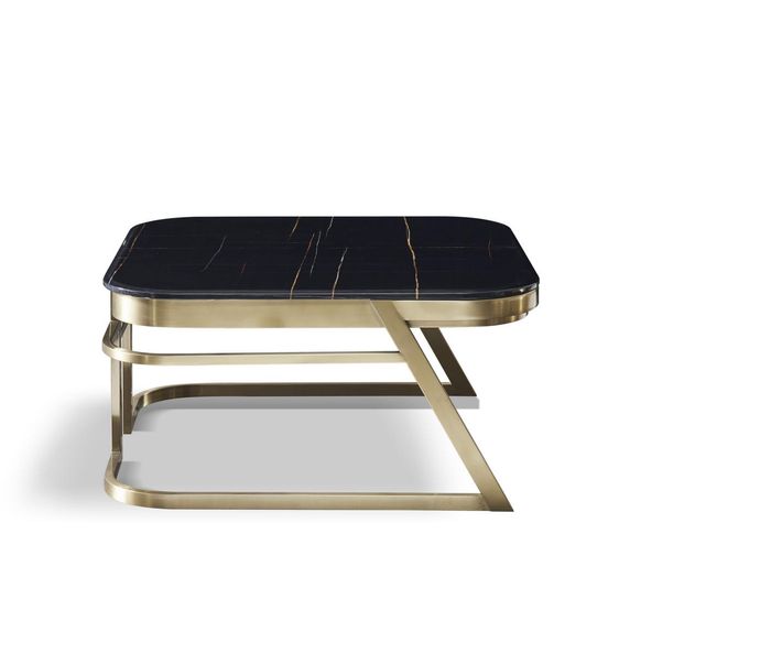 Holz Couchtisch in Natur mit Edelstahl – Modernes Design