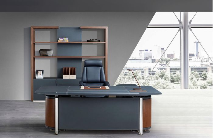 Moderner Eckschreibtisch aus MDF und PVC in Holzoptik