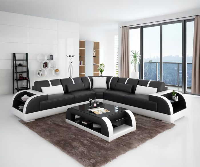 Design Moderne Ecksofa Wohnzimmer Möbel Eckcouch Lederpolster Couch Sofa L Form