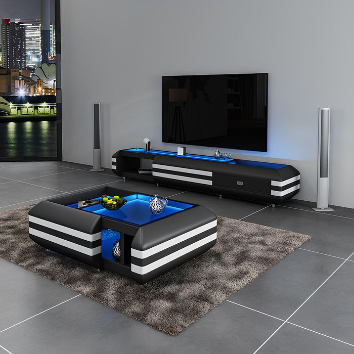 Sideboard Leder rtv beleuchtete Wohnzimmer Möbel Designer Lowboard Side Boards