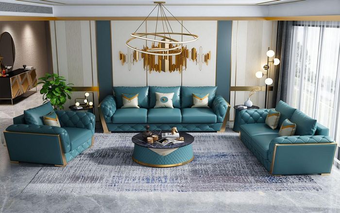 Sofagarnitur 3+2+1 Sitzer Wohnlandschaft Sofa Couch Polster Garnitur Sofas Leder