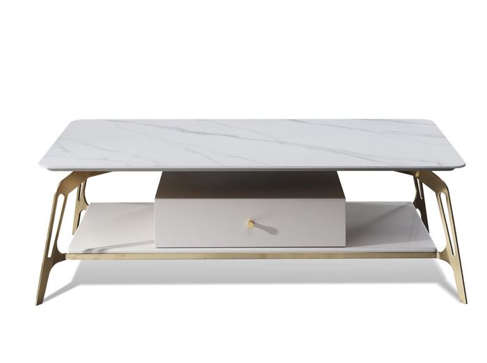Holz Couchtisch in Natur mit Edelstahl, modernes Design