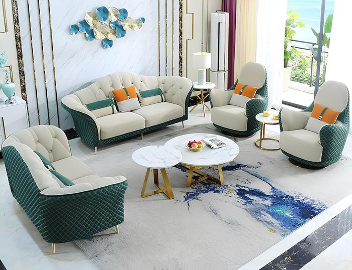 Sofagarnitur Big Set 3+2+1+1 Sitzer Leder Sofa Couch Garnitur Design Couchen Neu