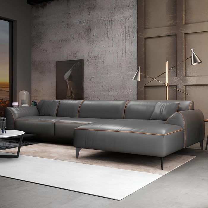 Wohnlandschaft Couch Polster Textil Stoff Leder Sitz Garnitur Eck Ecksofa L-Form