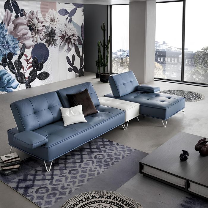 Wohnlandschaft Couch Polster Textil Stoff Leder Sitz Garnitur Eck Ecksofa L-Form