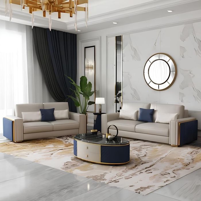 Moderne Sofas Ledersofa Couch Wohnlandschaft Sofa Sitz Sofagarnitur 3+2 Design