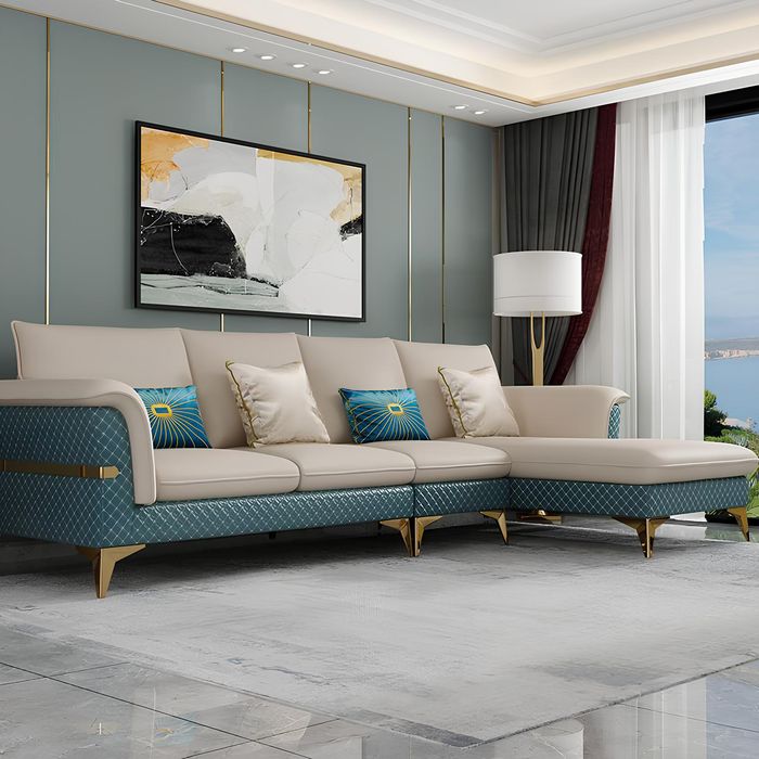 Design Ecksofa L-form Modern Sofas Ledersofa Couch Wohnlandschaft Modernes Sofa