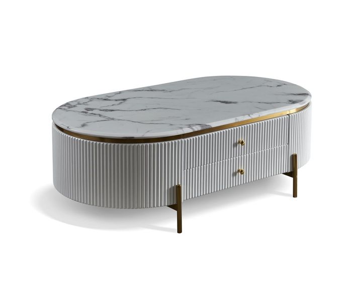Holz Couchtisch in Natur mit Edelstahl – modernes Design