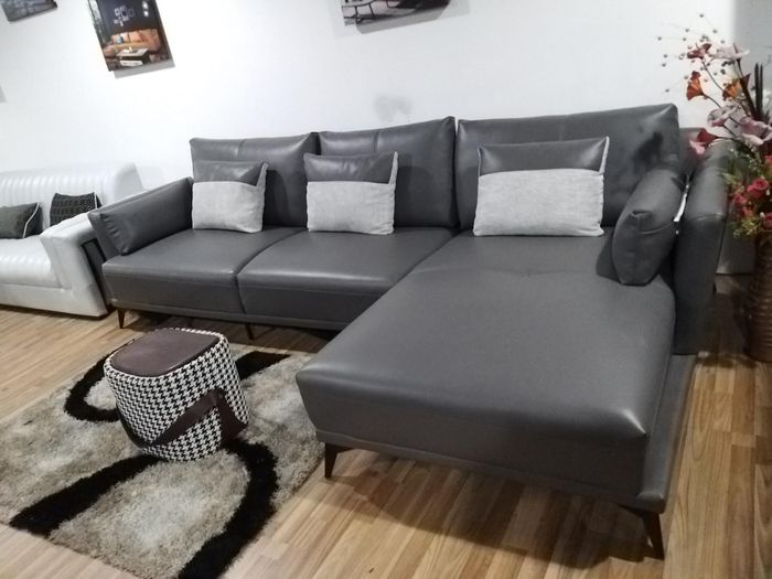 Ecke Ecksofa L-Form Wohnlandschaft Sofa Couch Polster Garnitur Stoff Sofas Leder