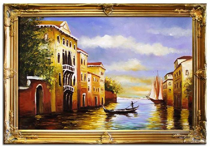 Ölbild Bilder Gemälde Ölgemälde Ölbilder Handarbeit "Venedig" Mit Rahmen G03430