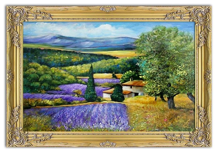 Lavendel Blumen Pflanzen Bild Bilder Gemälde Ölbilder Ölbild Mit Rahmen G94026