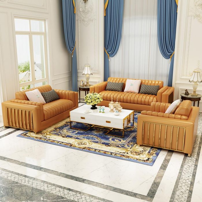 Luxus Ledersofa Couch Wohnlandschaft Garnitur Design Modern Sofas Sofa 3+2+1 Neu