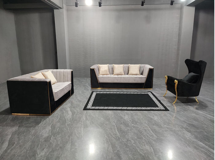 Wohnzimmer 3tlg. Sofagarnitur 3+2+1 Sitzer mit Weichem Stoffbezug Relax
