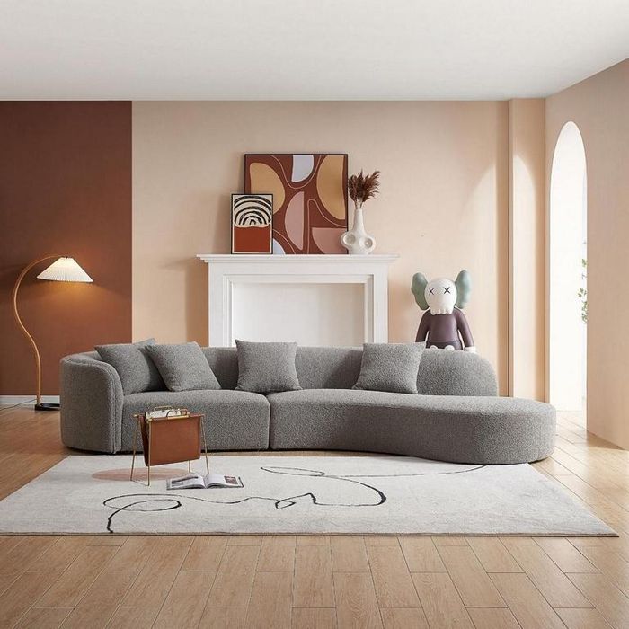Grauer Fünfsitzer Luxus Sofa Große Wohnlandschaft Moderne Möbel Neu