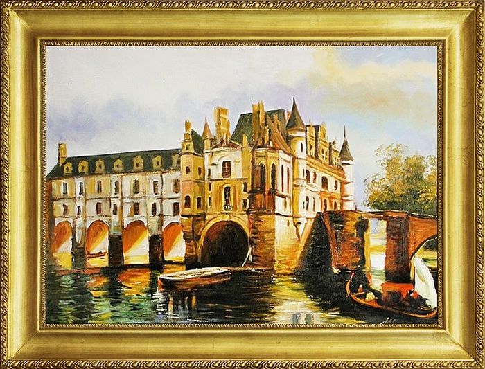 Ölbild Bilder Bild Gemälde Ölgemälde Schloss Stadt Handarbeit Mit Rahmen G05537