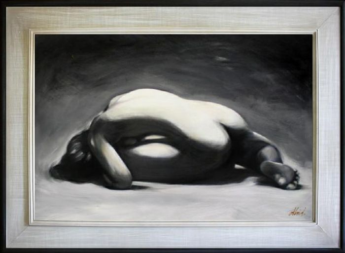 AKT BILD ÖL EROTIK ÖLBILD ÖLGEMÄLDE GEMÄLDE MIT RAHMEN 82X112CM Ölbilder G15366