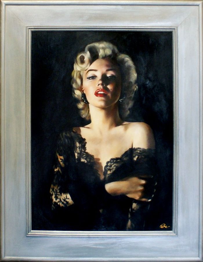 marilyn monroe Kiss Sexy Erotik Echte Handarbeit Rahmen Öl Gemälde Bilder G15898