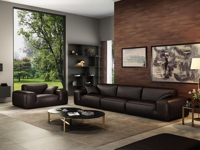 Luxus Sofa 4 Sitzer Leder Wohnzimmer Modernes Design Sofas Polster Couchen