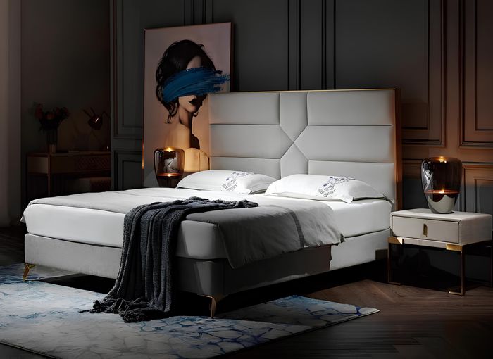 Doppelbett Bett Ehebett Design Luxus Samt Polsterbett Designbett Textil Betten
