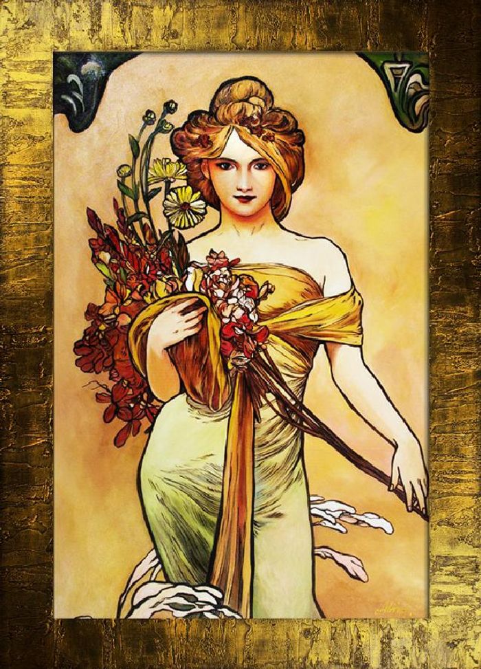 ALFONS MUCHA - ÖLBILD BILD ÖLGEMÄLDE GEMÄLDE MIT RAHMEN ECHTE BILDER G00286
