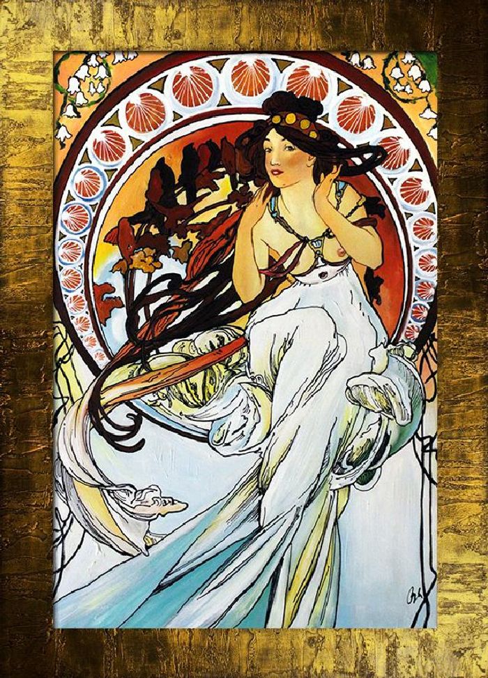 ALFONS MUCHA - ÖLBILD BILD ÖLGEMÄLDE GEMÄLDE MIT RAHMEN ECHTE BILDER G00288