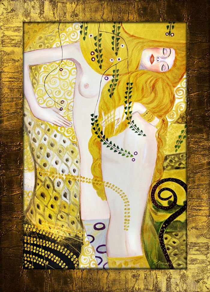 Gustav Klimt Gemälde Bild Bilder Handarbeit Kunst Abstrakt Ölbild 77X107CM 00332