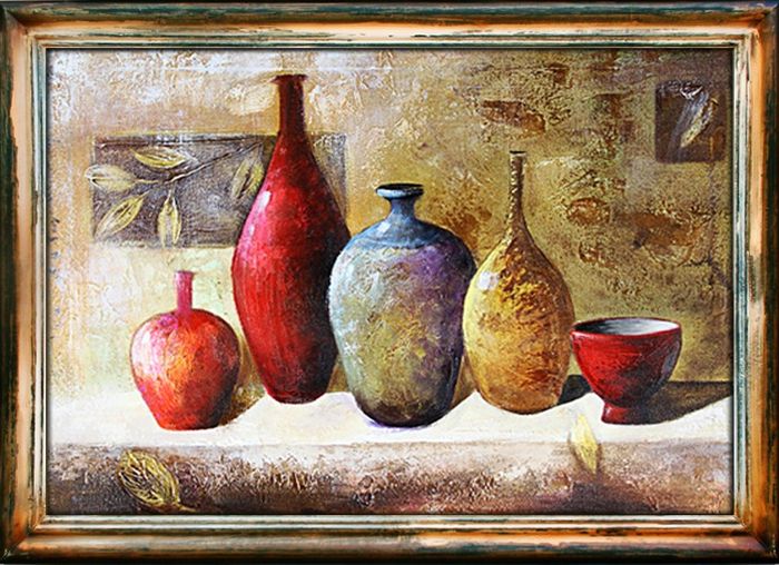Blumenstrauß Vase Gemälde Ölgemälde Bilder Ölbild Ölbilder Handarbeit G00512