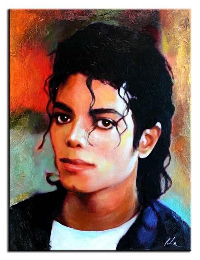 Michael Jackson Echte Handarbeit Rahmen Öl Gemälde Bild Bilder G00924