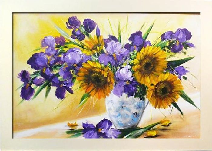 Schwertlilien Blumen Ölgemälde Bild Gemälde Ölbilder Ölbild Mit Rahmen - G02094