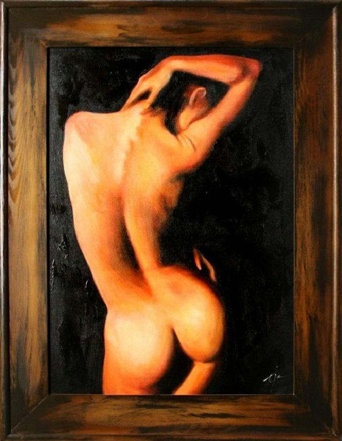 AKT BILD ÖL EROTIK ÖLBILD ÖLGEMÄLDE GEMÄLDE MIT RAHMEN 72X92CM G15311