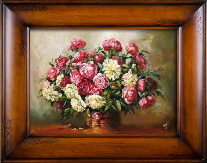 Rosen Blumen Ölgemälde Bild Gemälde Ölbilder Ölbild Bilderrahmen Rahmen - G15543