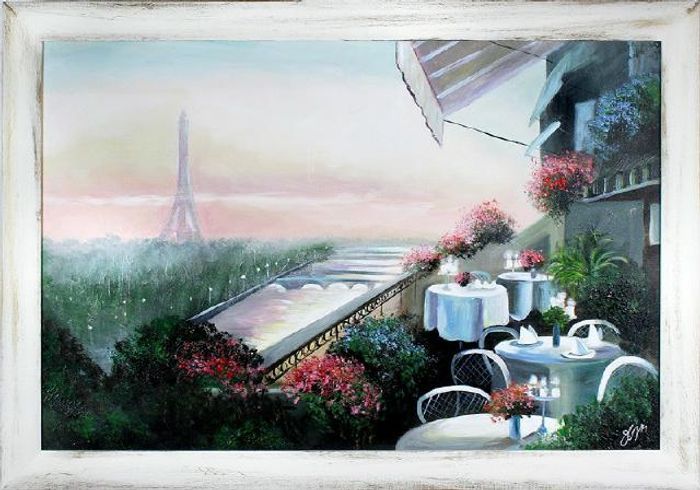 Ölbild Bilder Bild Gemälde Ölgemälde "Restaurant" Handarbeit Mit Rahmen G16852