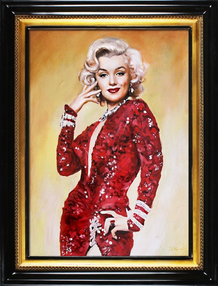 marilyn monroe Kleid Wind Erotik Echte Handarbeit Rahmen Öl Gemälde Bilder 17412