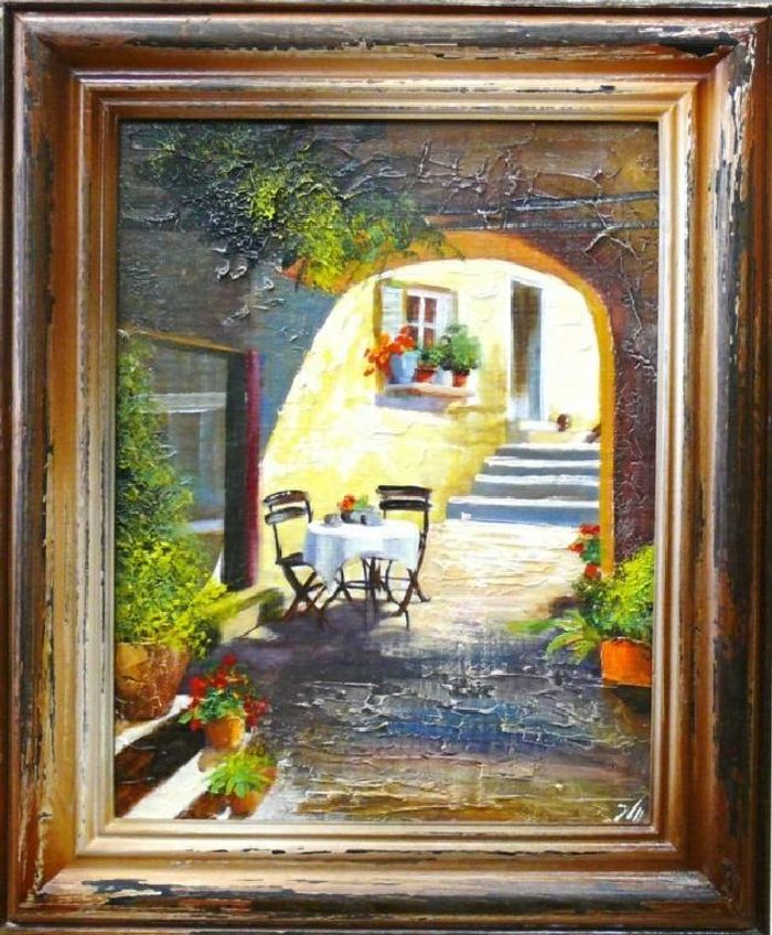 Ölbild Bilder Bild Gemälde Ölgemälde "Restaurant" Handarbeit Mit Rahmen G00048