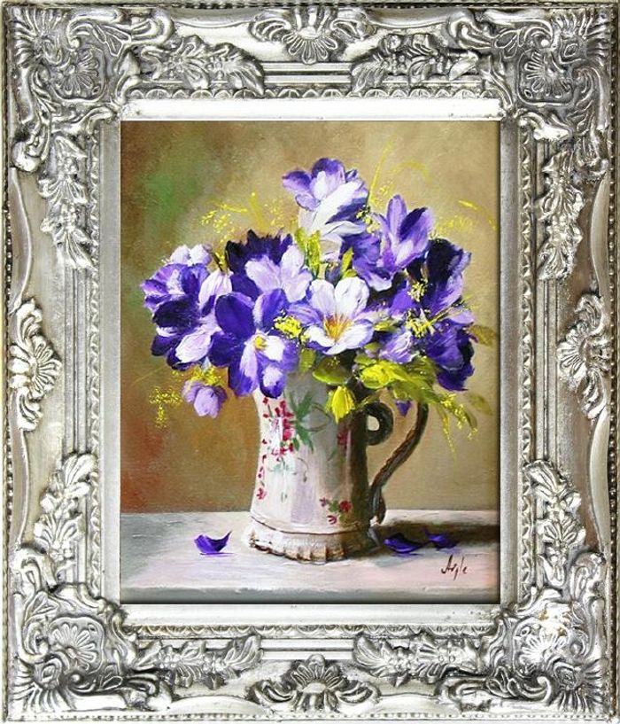Schwertlilien Blumen Ölgemälde Bild Gemälde Ölbilder Ölbild Mit Rahmen - G04089
