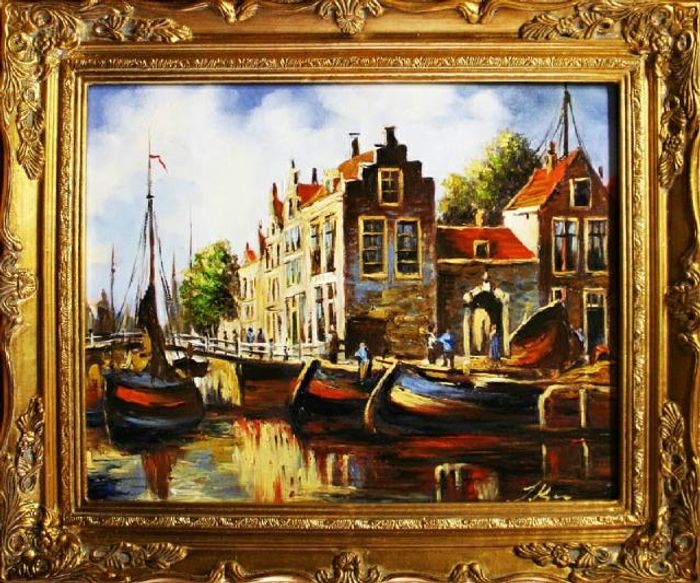 Ölbild Bild Gemälde Ölgemälde Venedig Handarbeit Rahmen Ölbilder Rahmen G04528