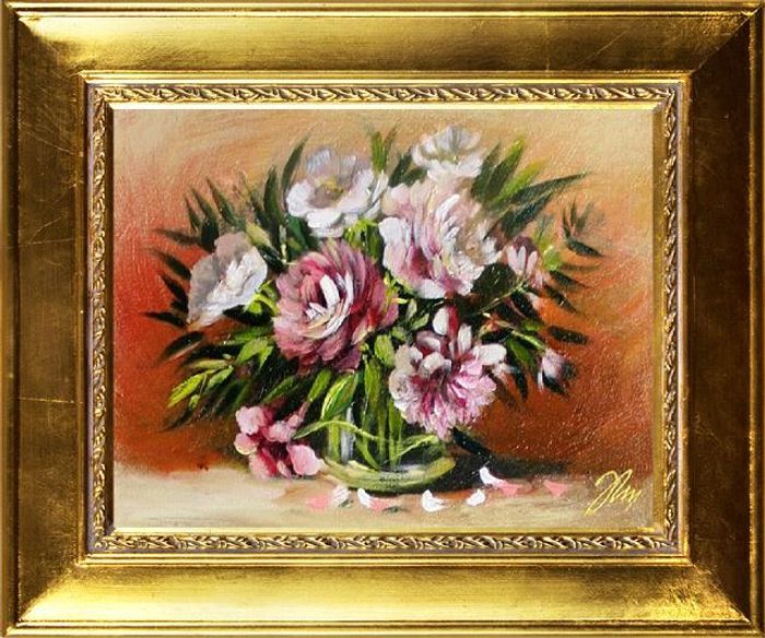 Rosen Blumen Ölgemälde Bild Gemälde Ölbilder Ölbild Bilderrahmen Rahmen G05393