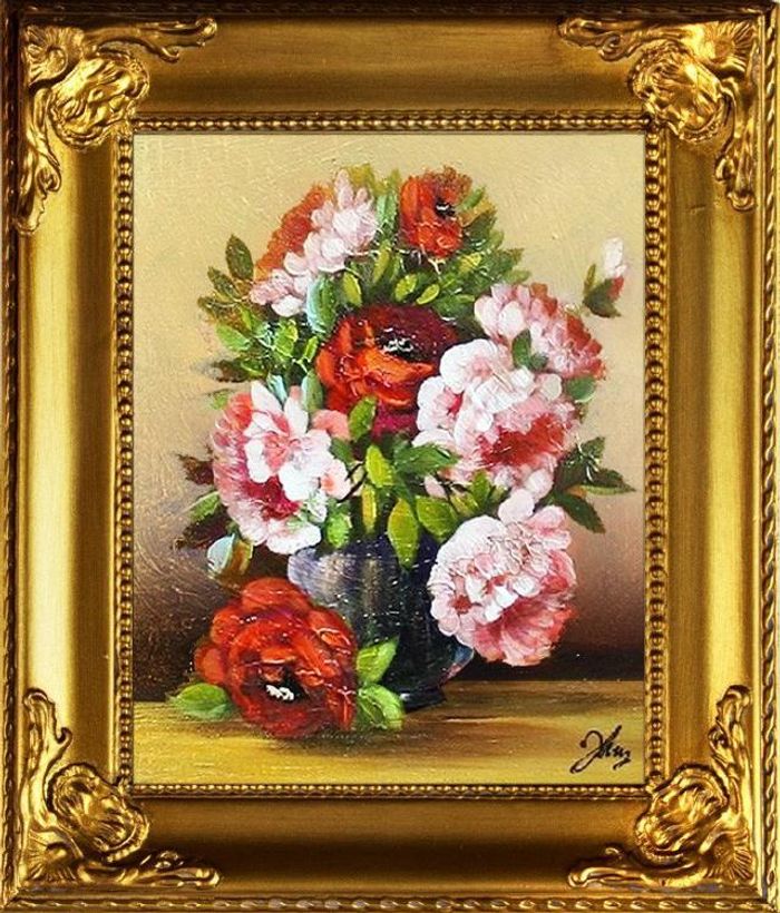 Rosen Blumen Ölgemälde Bild Gemälde Ölbilder Ölbild Bilderrahmen Rahmen G05737