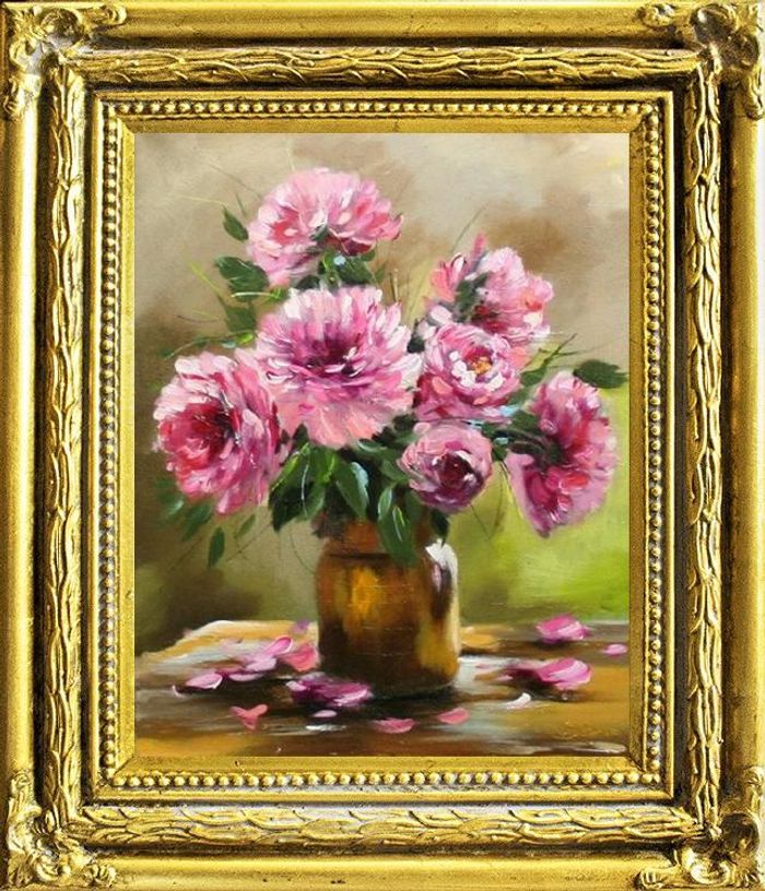 Rosen Blumen Ölgemälde Bild Gemälde Ölbilder Ölbild Bilderrahmen Rahmen G06166