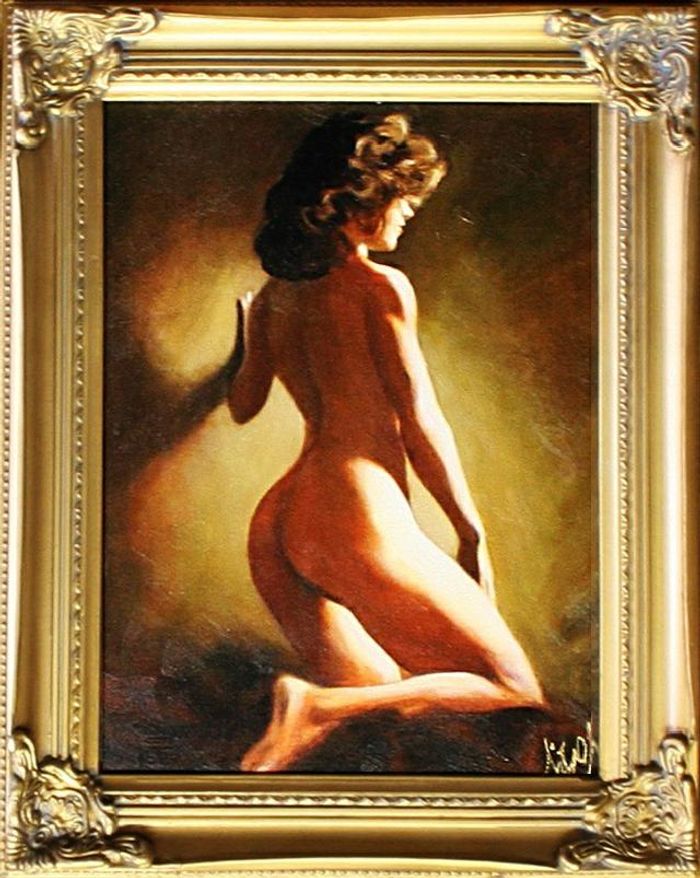 AKT BILD ÖL EROTIK ÖLBILD ÖLGEMÄLDE GEMÄLDE MIT RAHMEN 37X47CM – G15257