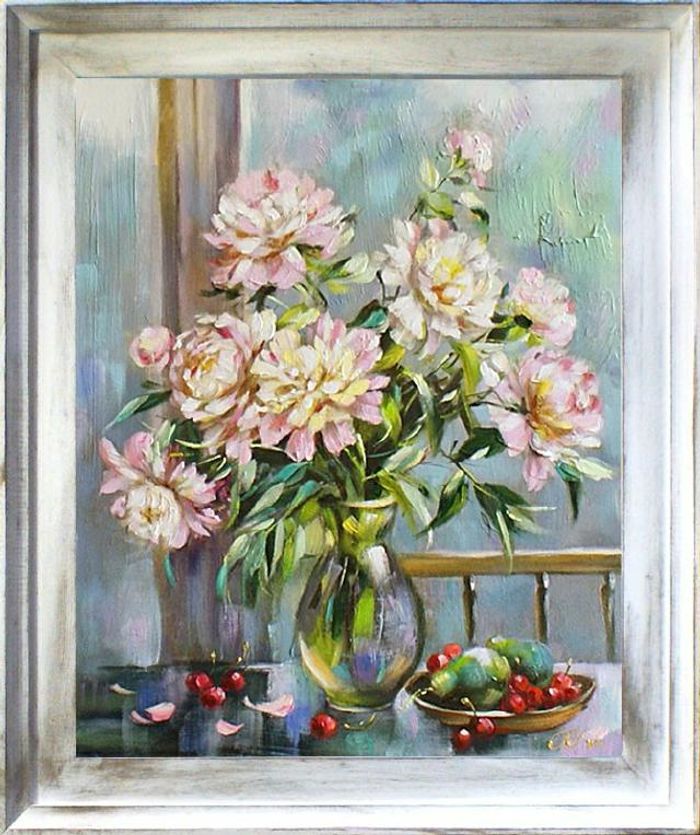 Rosen Blumen Ölgemälde Bild Gemälde Ölbilder Ölbild Bilderrahmen Rahmen - G15774