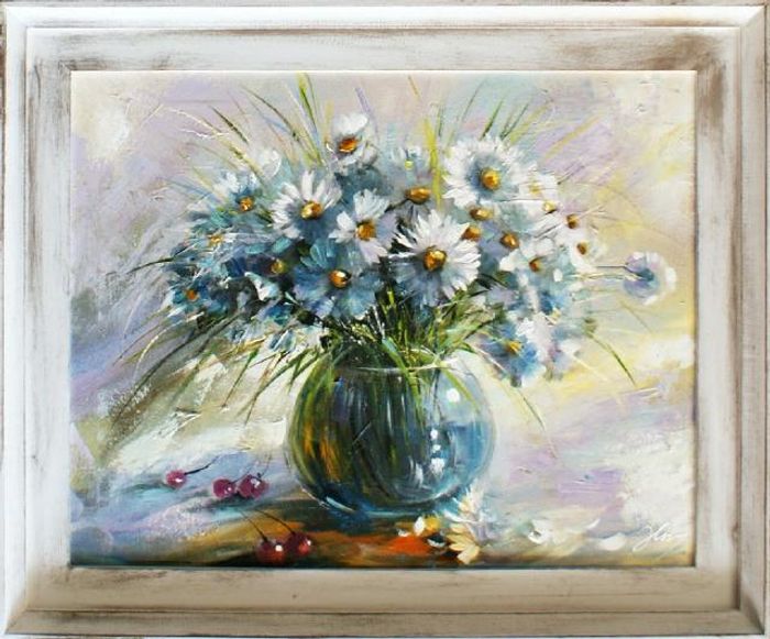 Ölgemälde Blumen Pflanzen Bild Bilder Gemälde Ölbilder Ölbild Mit Rahmen G15805
