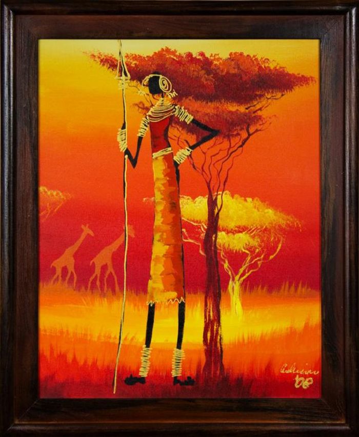 Afrika Handarbeit Ölbilder Ölbild Bild Bilder Gemälde Ölgemälde Rahmen 16100