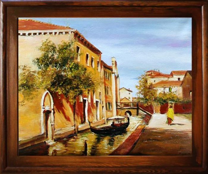 Ölbild Bild Gemälde Ölgemälde Venedig Handarbeit Rahmen Ölbilder Rahmen G16898
