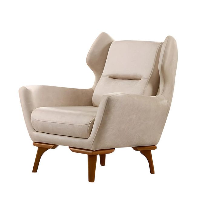 Moderner weißer Holz-Textil Sessel elegant und stilvoll