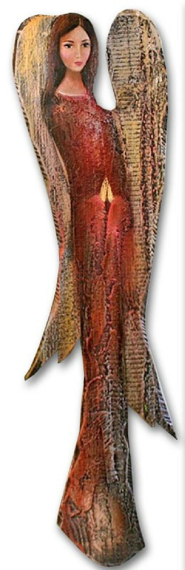 Wand Statue mit Öl bemalt Engel Figur Echte Wandbild Bild Bilder Ölbilder G01427
