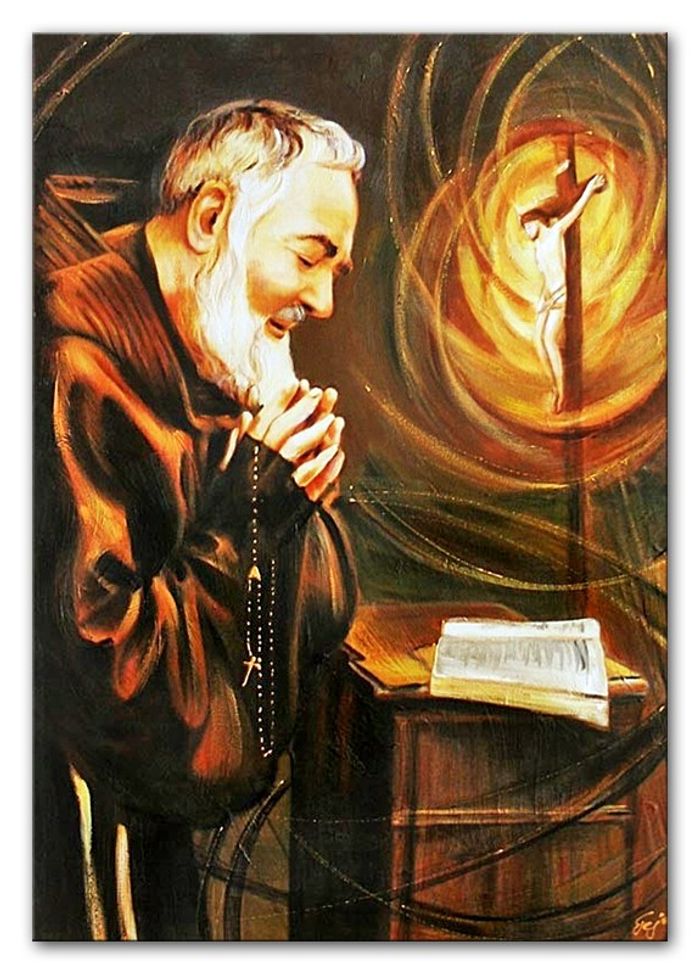 Religion St. Pater Pio Handarbeit Ölbild Bild Ölbilder Rahmen Bilder G02466