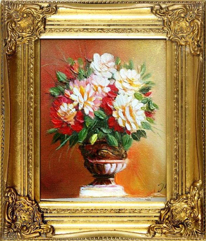 Rosen Blumen Ölgemälde Bild Gemälde Ölbilder Ölbild Bilderrahmen Rahmen G03958