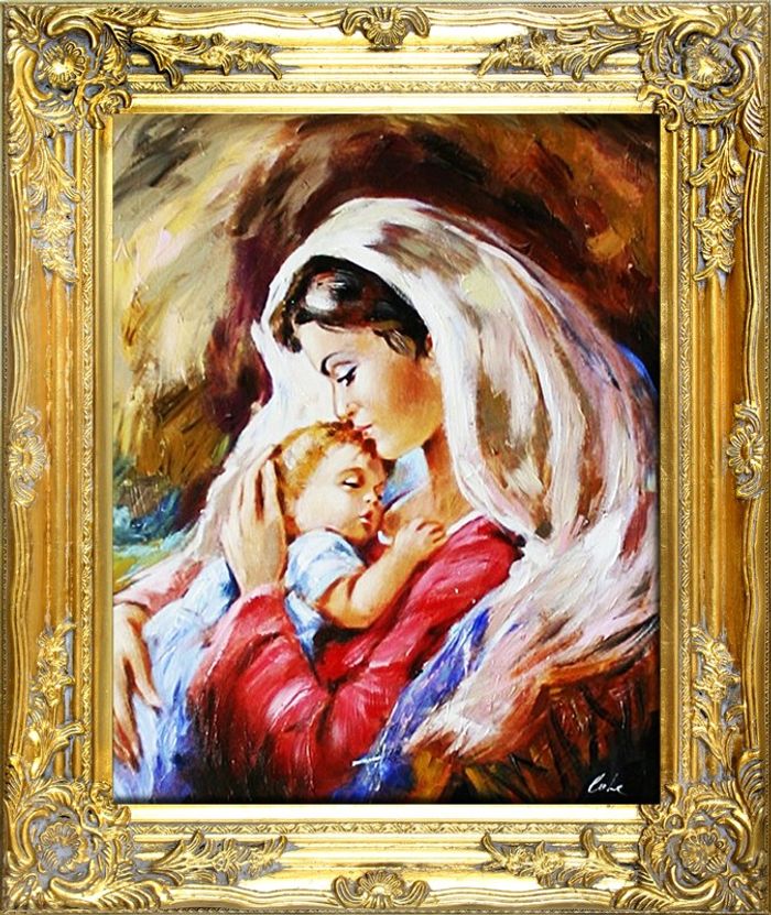 Religion Maria Handarbeit Ölbild Bild Ölbilder Rahmen Bilder G04037
