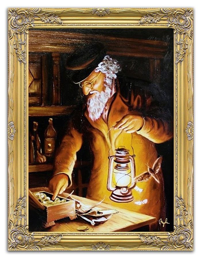 ÖLBILD ÖLGEMÄLDE ALTERM MANN JÜDISCH DER JUDE GEMÄLDE MIT RAHMEN 63X84 CM